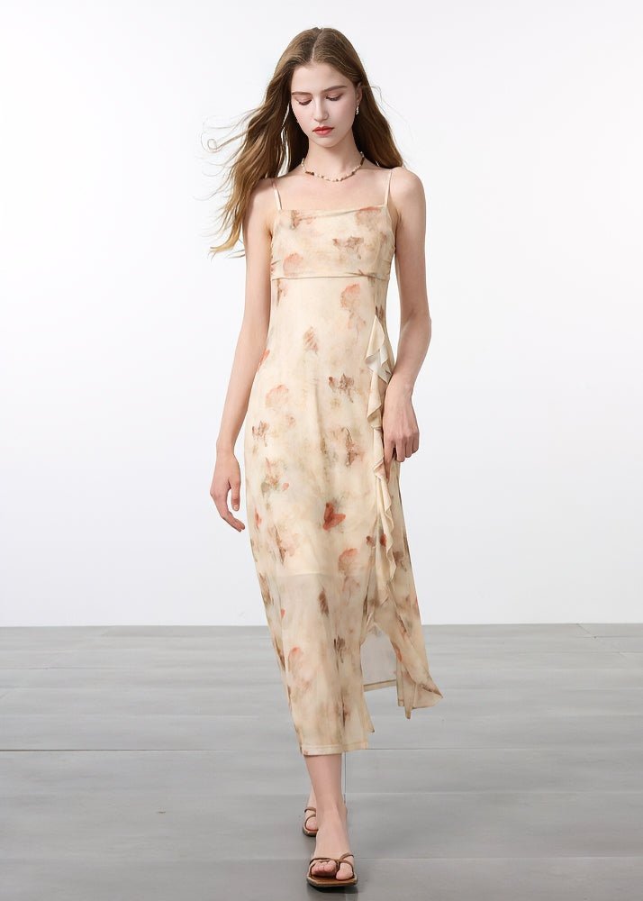 PRINTED FRILL SUSPENDER DRESS - ANLEM