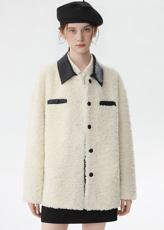 PU NECK WOOL JACKET - ANLEM