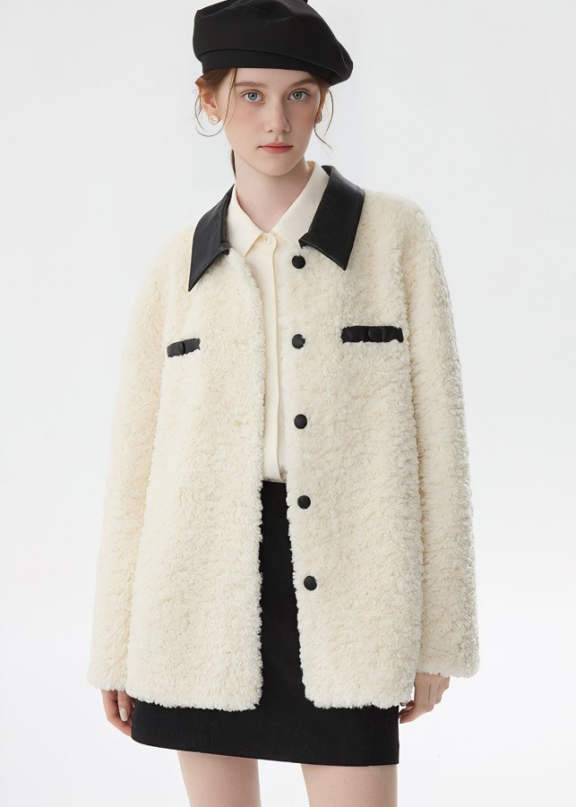 PU NECK WOOL JACKET - ANLEM