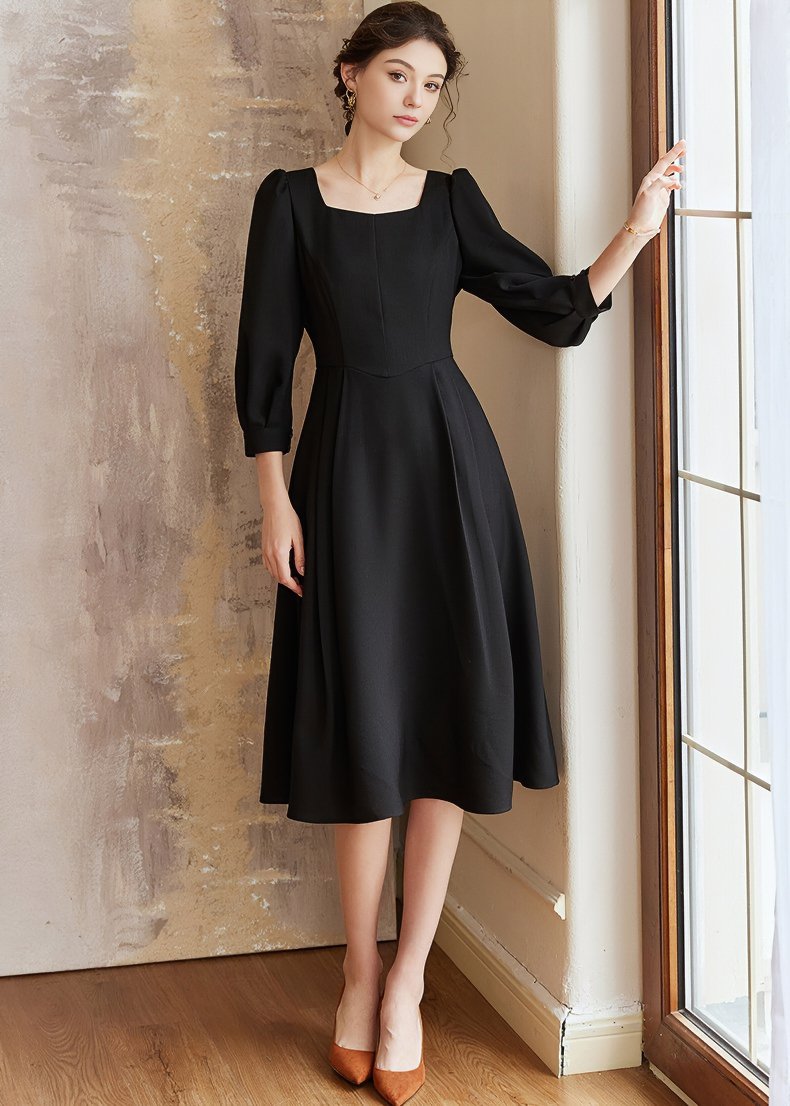 PUFF SLEEVE ELEGANT DRESS - ANLEM