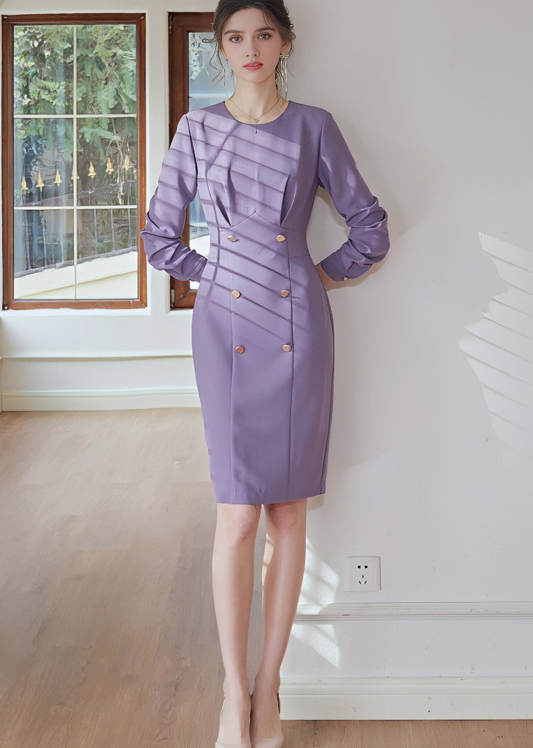 PURPLE HIP MIDI DRESS - ANLEM