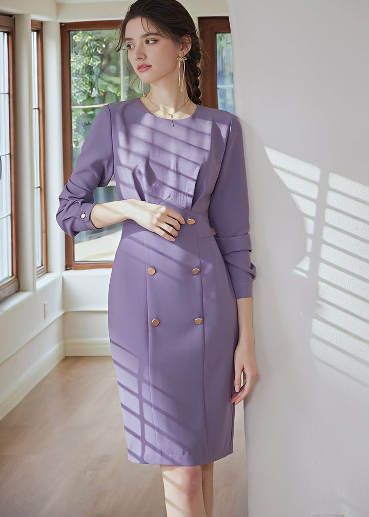 PURPLE HIP MIDI DRESS - ANLEM