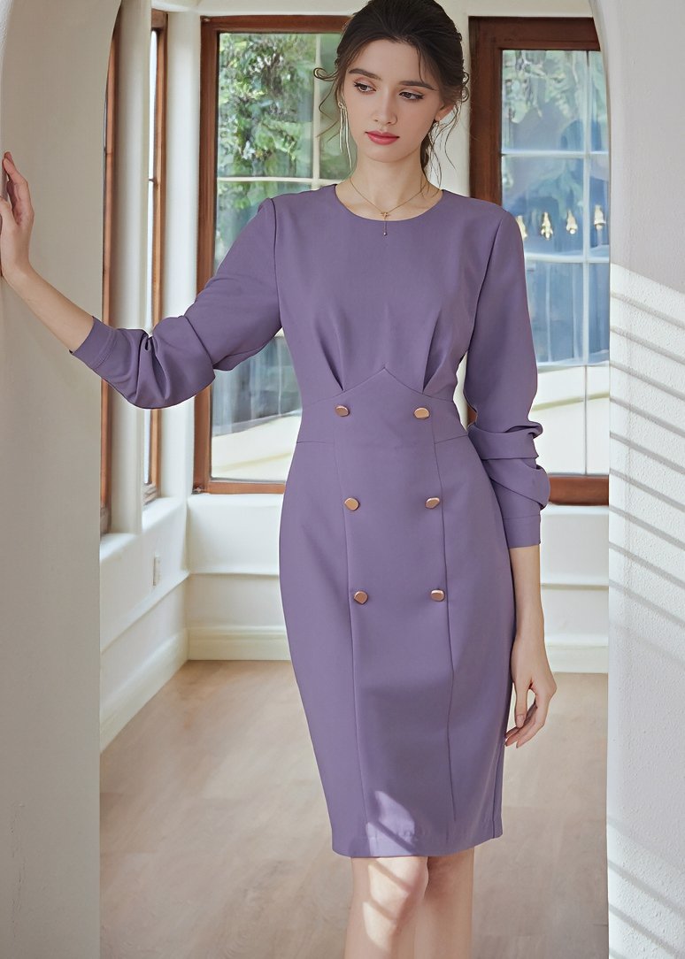 PURPLE HIP MIDI DRESS - ANLEM