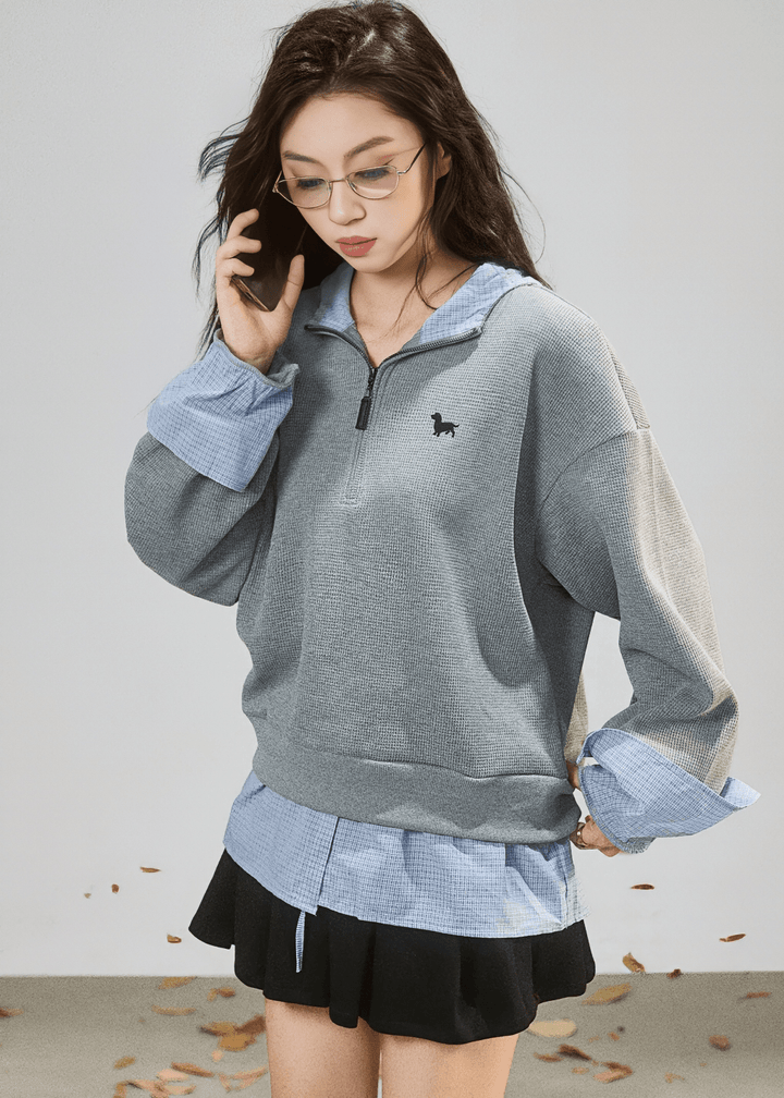 QUARTER ZIP KNIT HOODIE - ANLEM