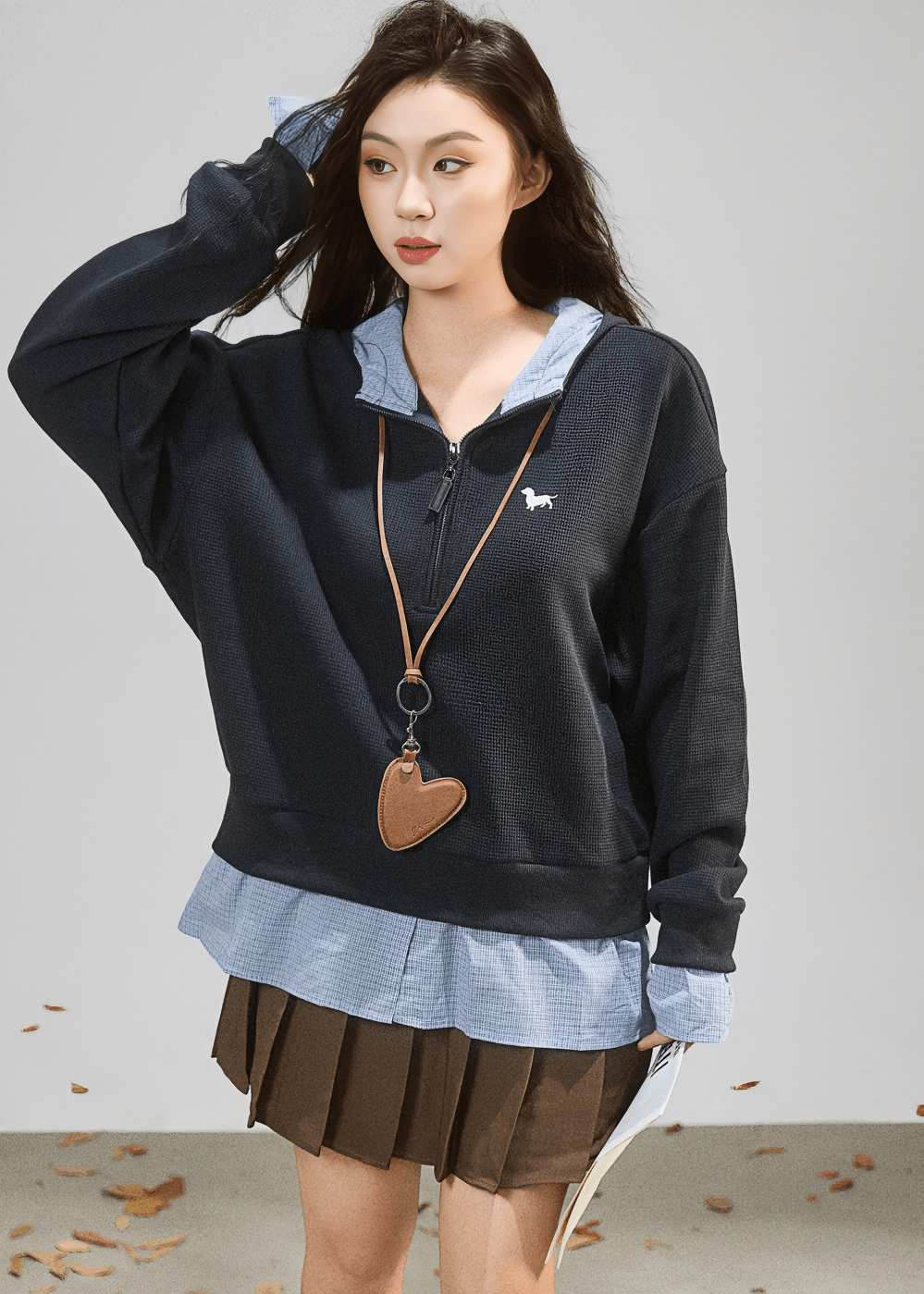 QUARTER ZIP KNIT HOODIE - ANLEM