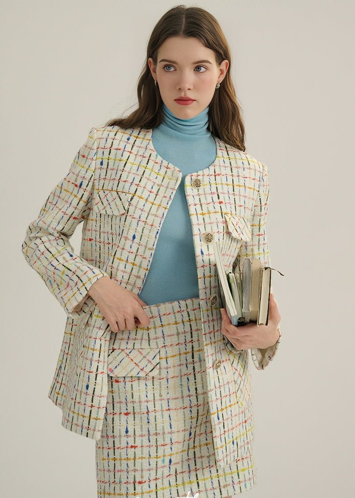 RAINBOW CHECK JACKET & SKIRT - ANLEM