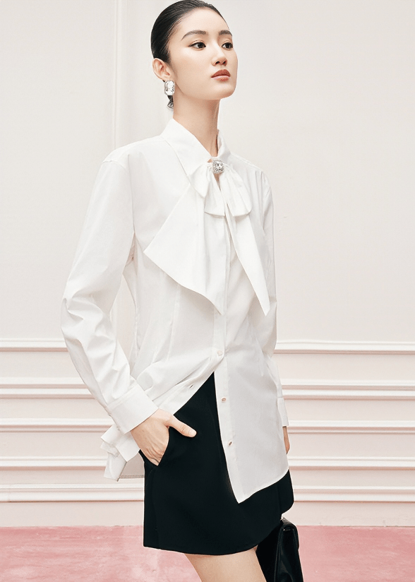 REFINED ELEGANCE BLOUSE WITH BOW - ANLEM