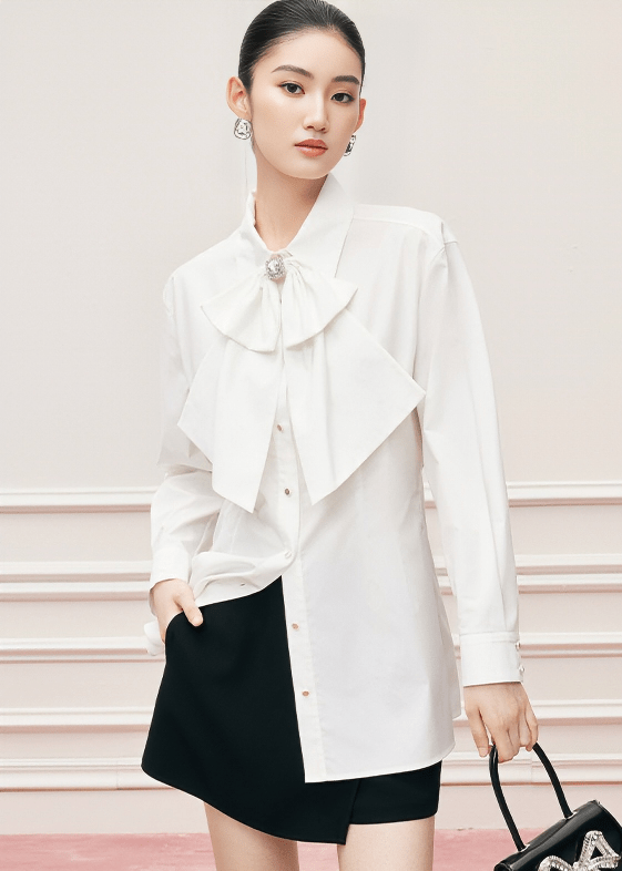 REFINED ELEGANCE BLOUSE WITH BOW - ANLEM