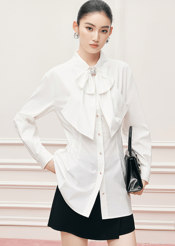 REFINED ELEGANCE BLOUSE WITH BOW - ANLEM