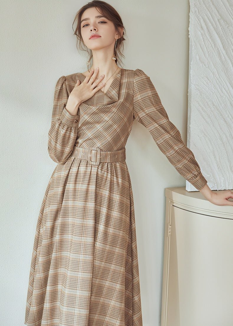 RETRO CHECK BELT DRESS - ANLEM