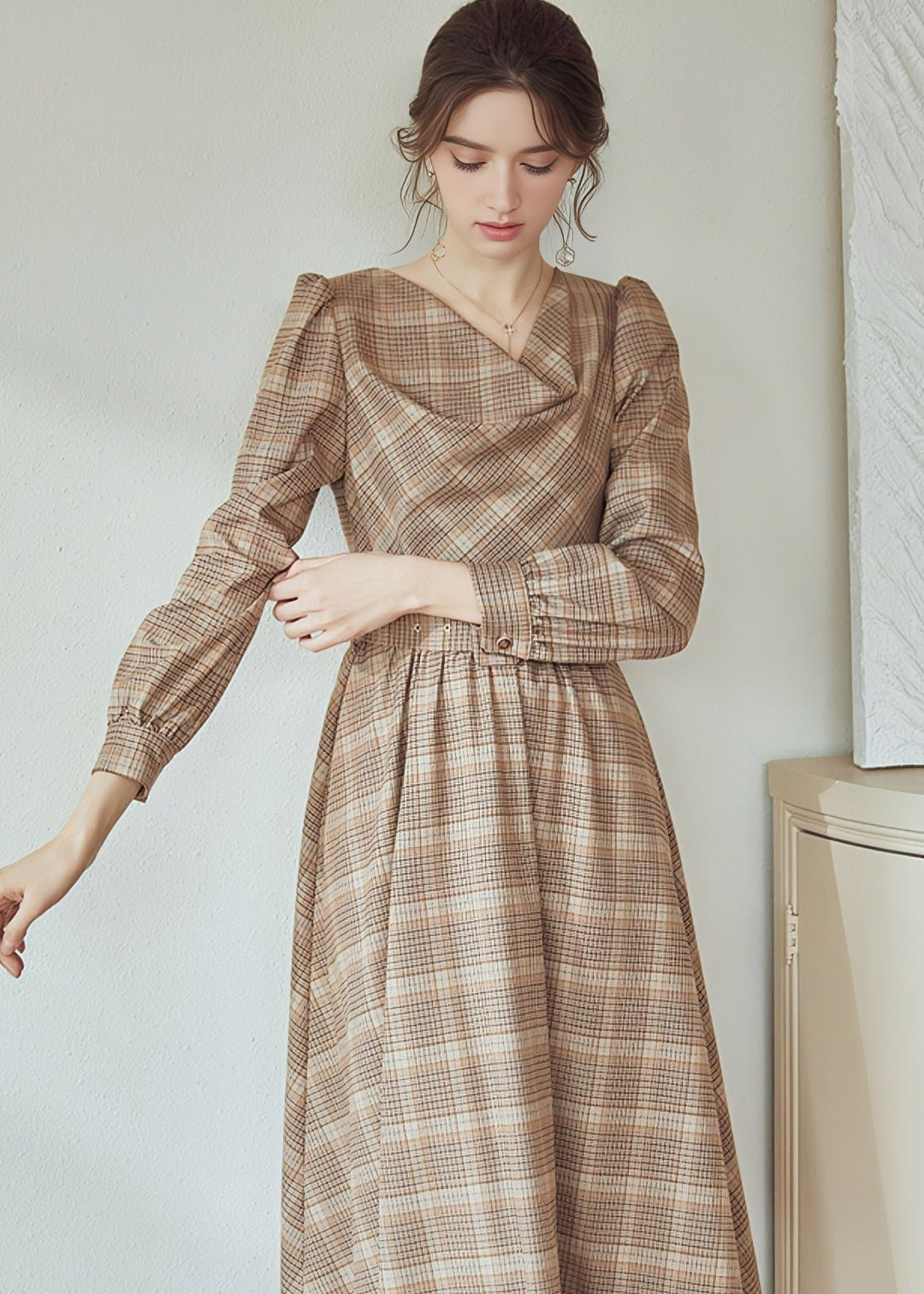 RETRO CHECK BELT DRESS - ANLEM