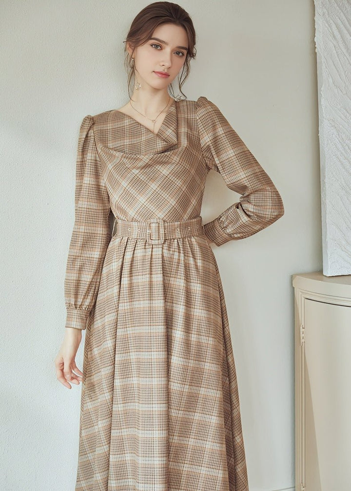 RETRO CHECK BELT DRESS - ANLEM