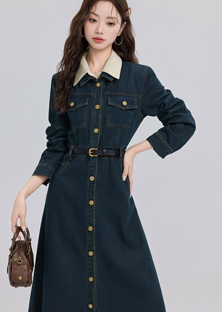 RETRO DENIM A - LINE SHIRT DRESS - ANLEM