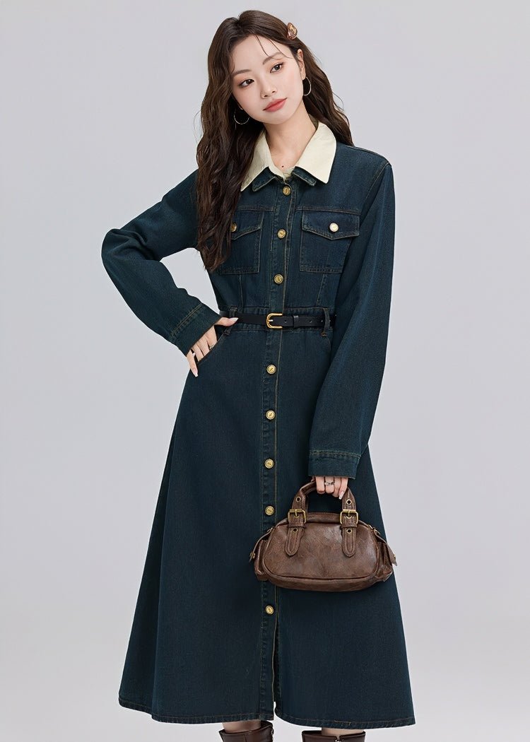 RETRO DENIM A - LINE SHIRT DRESS - ANLEM