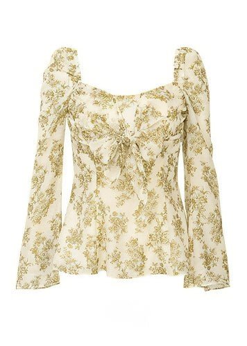 RETRO FLORAL CHIFFON SHIRT - ANLEM