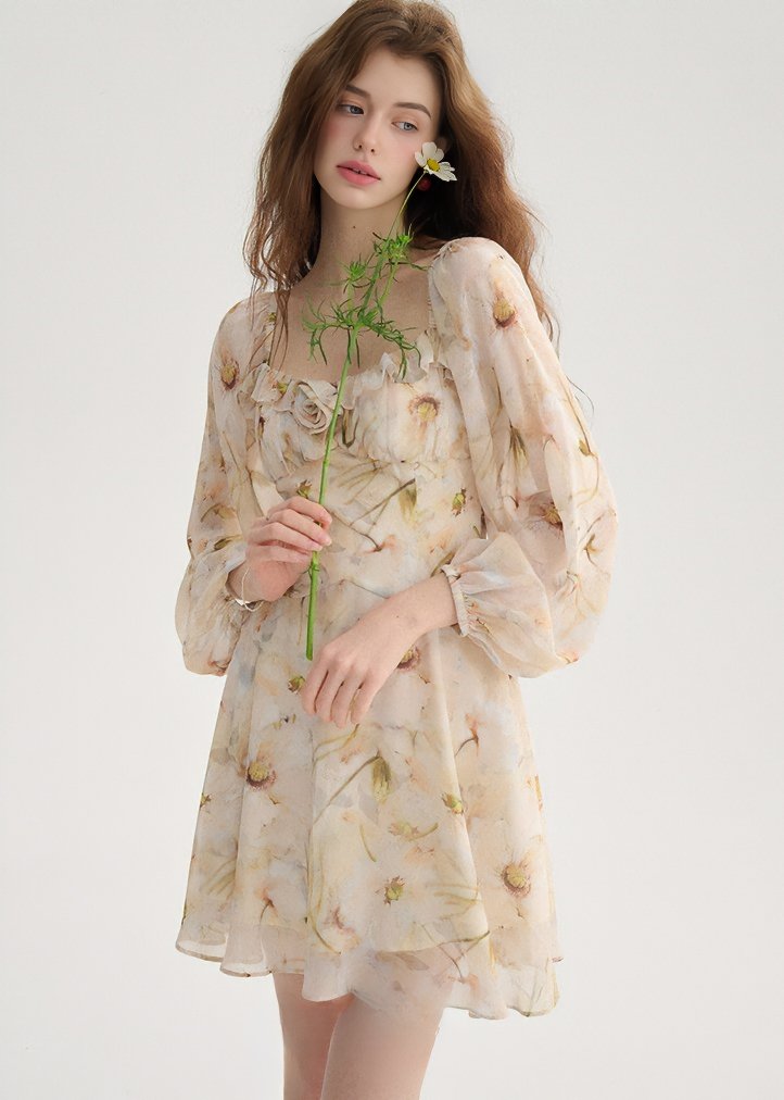 RETRO FLOWER RESORT DRESS - ANLEM