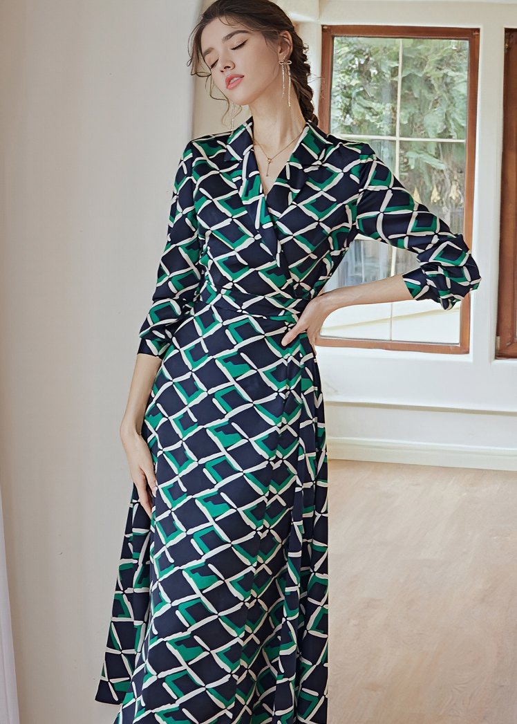 RETRO GEOMETRY PRINT DRESS - ANLEM