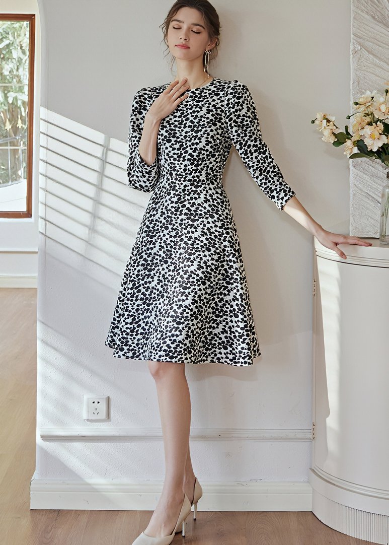 RETRO JACQUARD TEXTURE DRESS - ANLEM