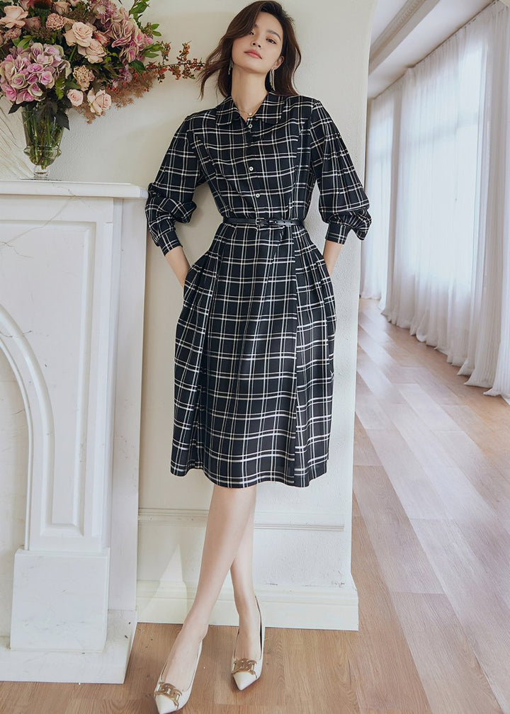 RETRO PLAID ACETATE DRESS - ANLEM