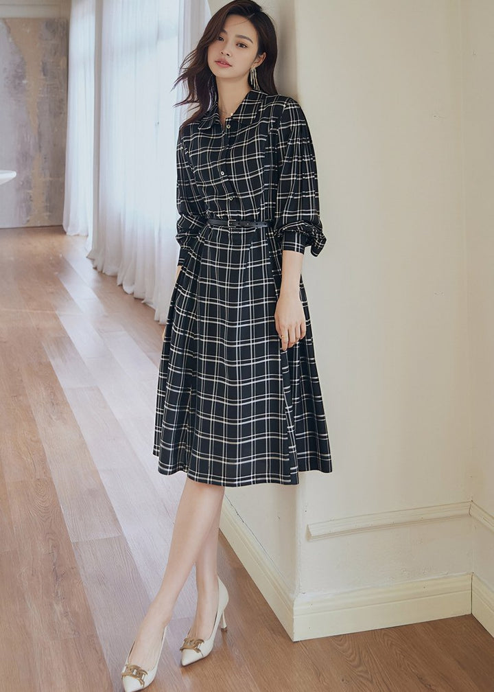 RETRO PLAID ACETATE DRESS - ANLEM