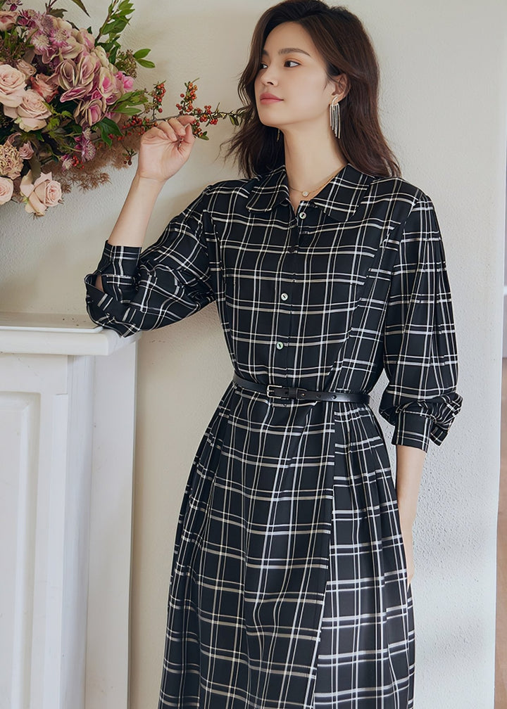 RETRO PLAID ACETATE DRESS - ANLEM