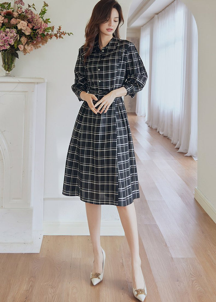 RETRO PLAID ACETATE DRESS - ANLEM