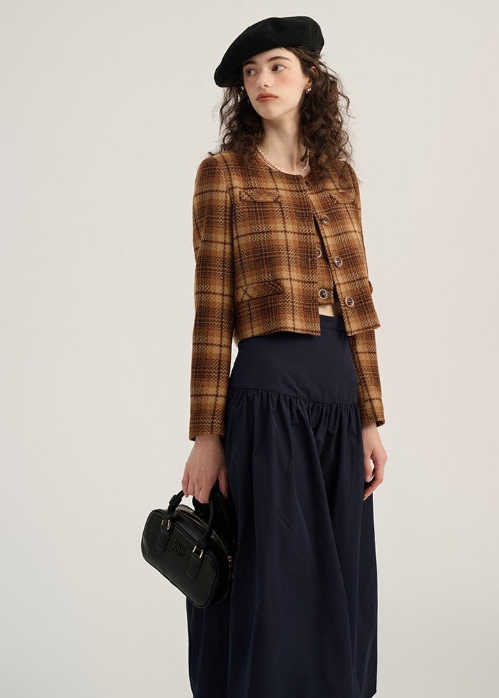 RETRO PLAID CAMISOLE AND JACKET - ANLEM