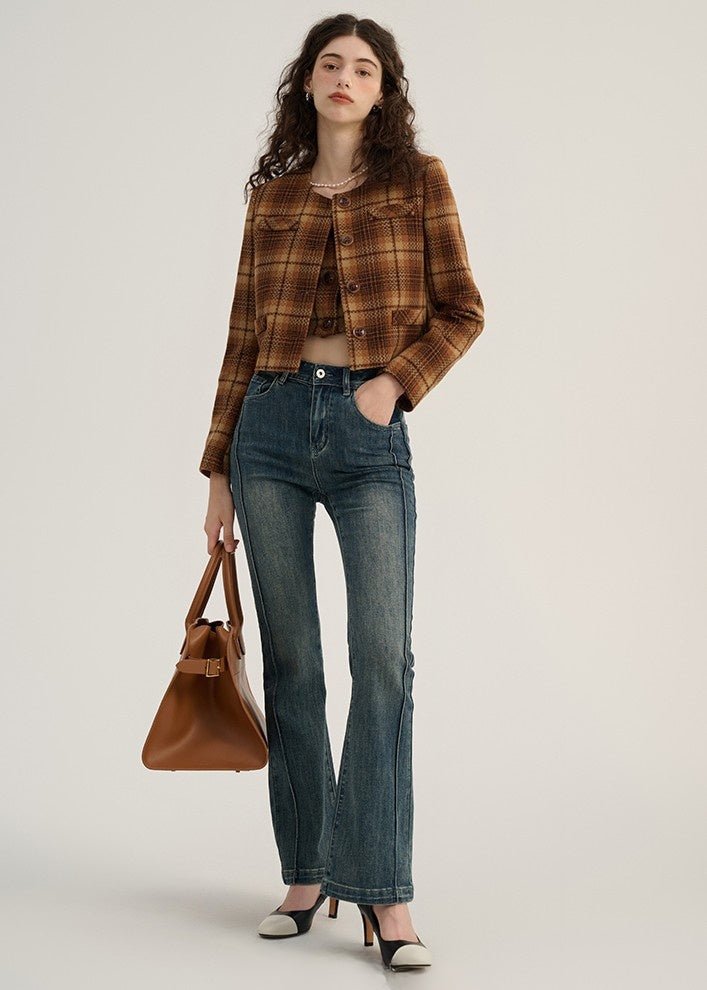 RETRO PLAID CAMISOLE AND JACKET - ANLEM