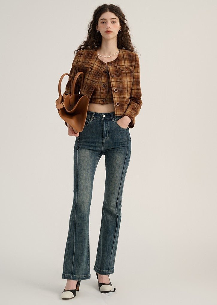 RETRO PLAID CAMISOLE AND JACKET - ANLEM