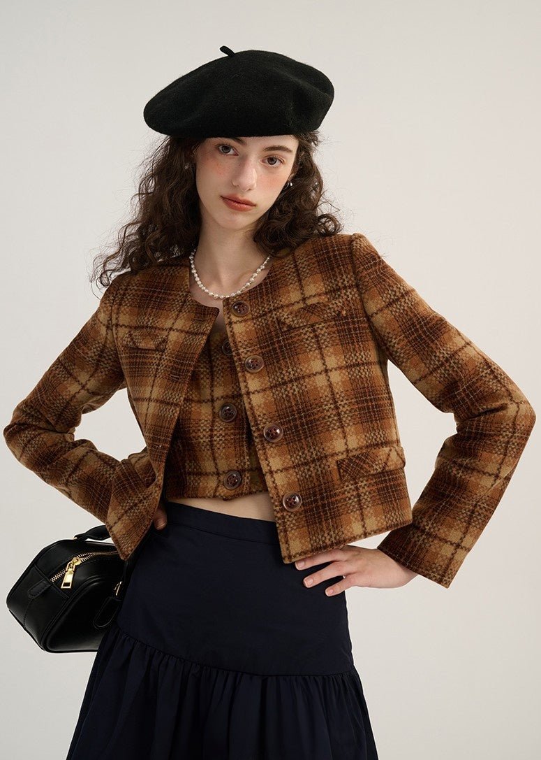 RETRO PLAID CAMISOLE AND JACKET - ANLEM