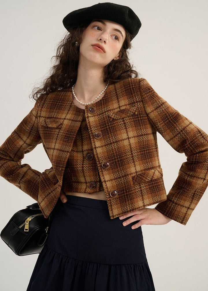 RETRO PLAID CAMISOLE AND JACKET - ANLEM