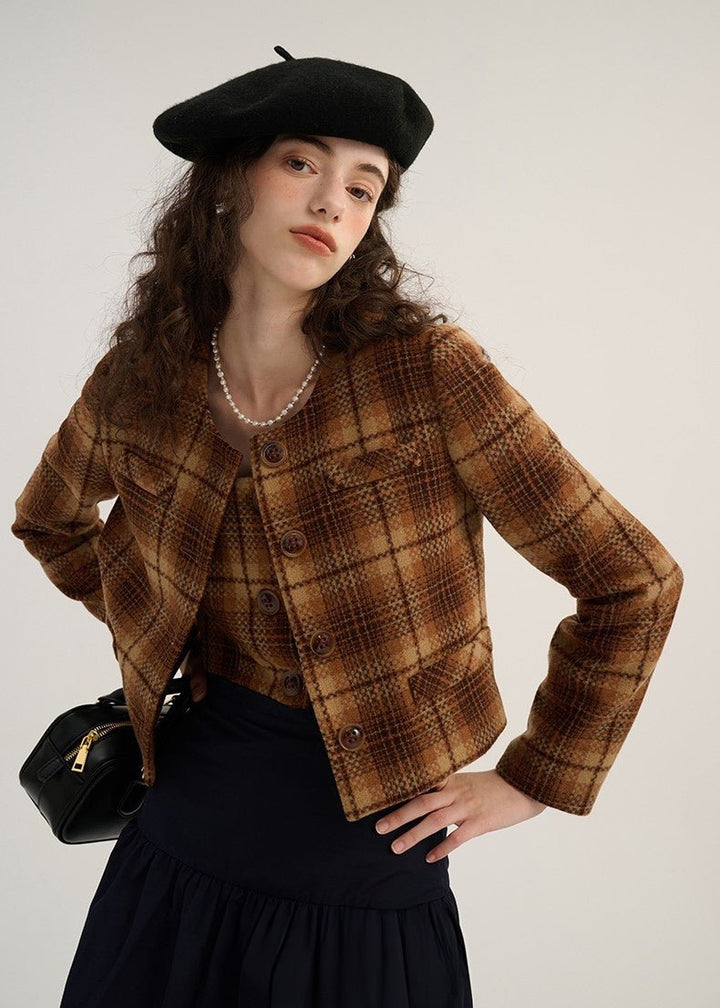 RETRO PLAID CAMISOLE AND JACKET - ANLEM