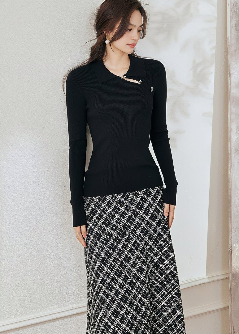 RETRO PLAID TWEED SKIRT - ANLEM