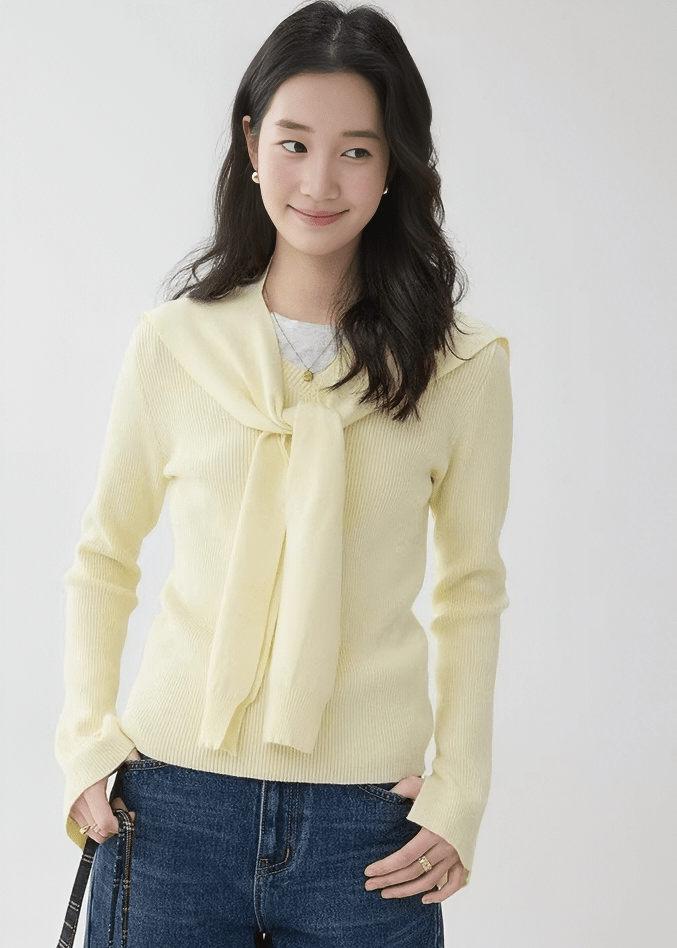 RIBBED SLIT SLEEVE PULLOVER - ANLEM