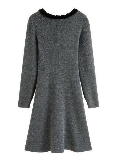 RIBBON TIE V - NECK KNIT DRESS - ANLEM