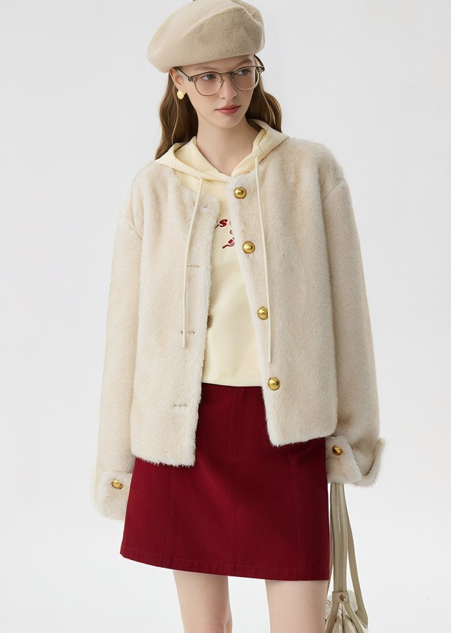 ROUND BUTTON SHORT COAT - ANLEM