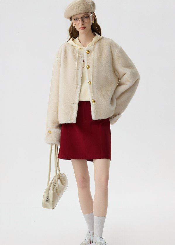 ROUND BUTTON SHORT COAT - ANLEM