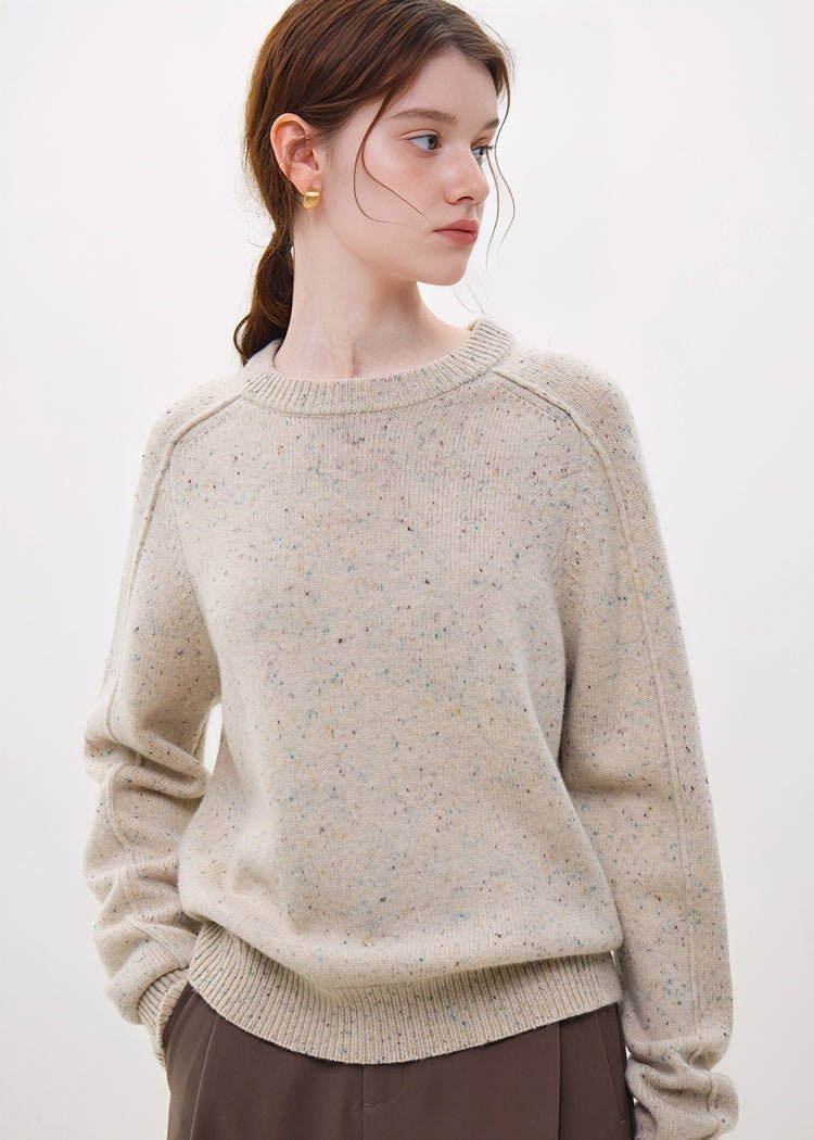 ROUND NECK COLLAR DOT KNIT - ANLEM