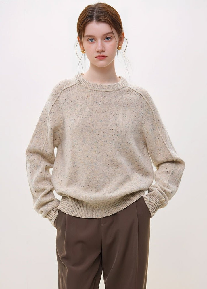 ROUND NECK COLLAR DOT KNIT - ANLEM