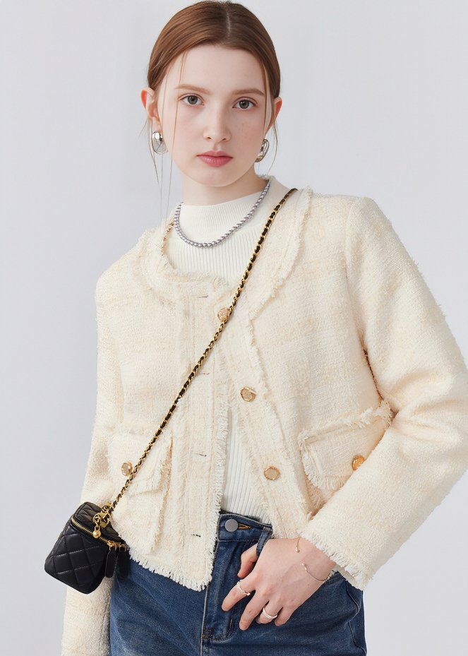 ROUND NECK RAW EDGE JACKET - ANLEM