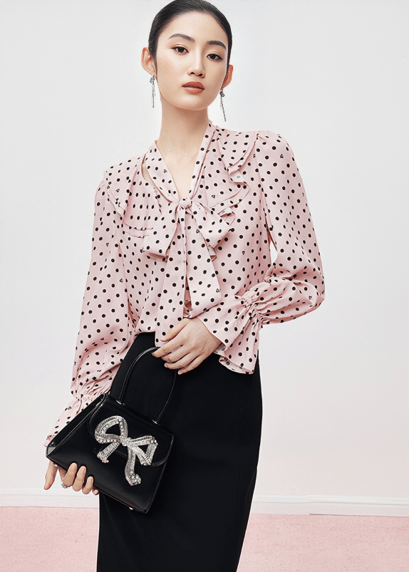 RUFFLE BOW TIE BLOUSE - ANLEM