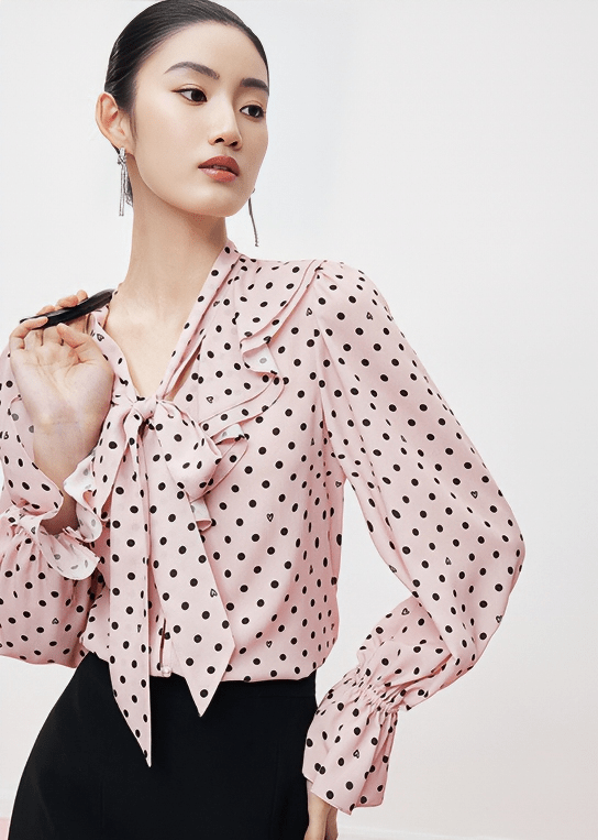 RUFFLE BOW TIE BLOUSE - ANLEM