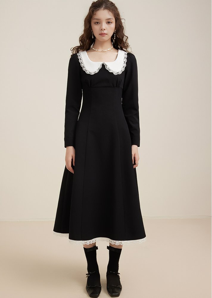 RUFFLE ROUND COLLAR DRESS - ANLEM