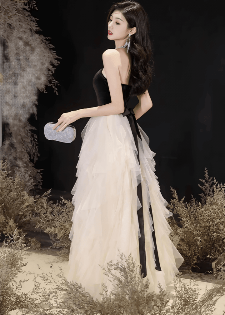 RUFFLED NETTING A - LINE DRESS - ANLEM