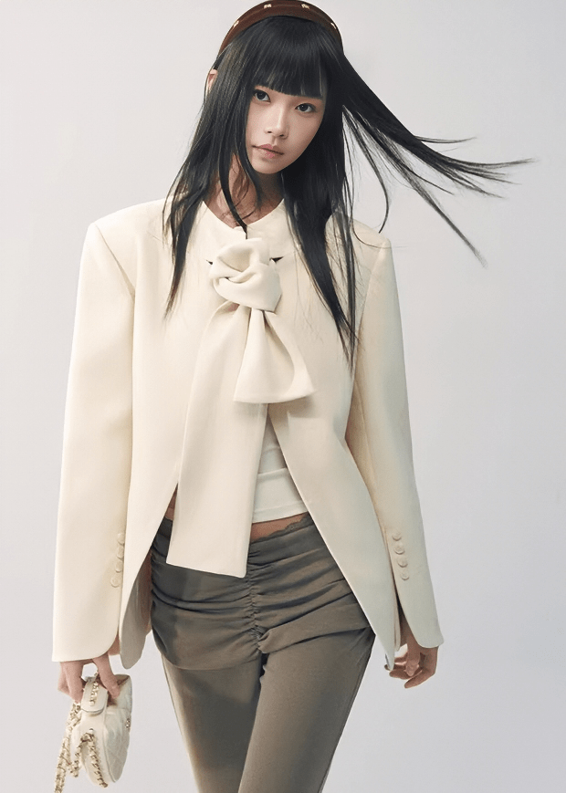 SCULPTURAL KNOTTED COLLARLESS JACKET - ANLEM