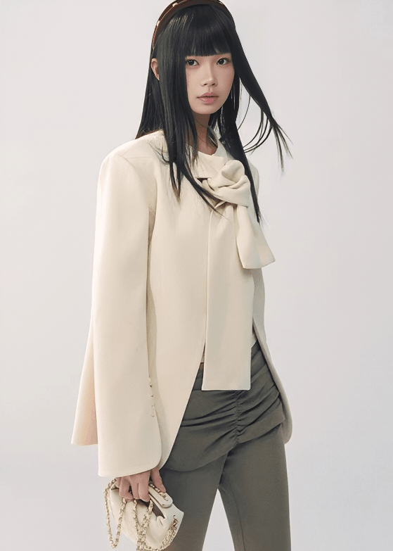 SCULPTURAL KNOTTED COLLARLESS JACKET - ANLEM