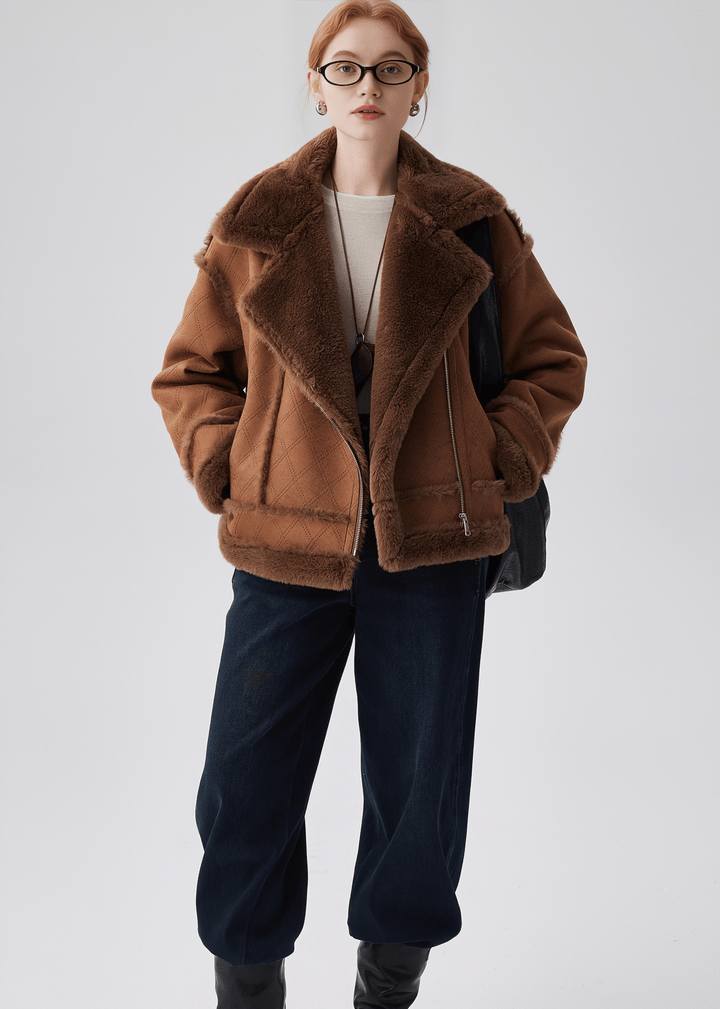 SHEARLING DIAMOND AVIATOR JACKET - ANLEM