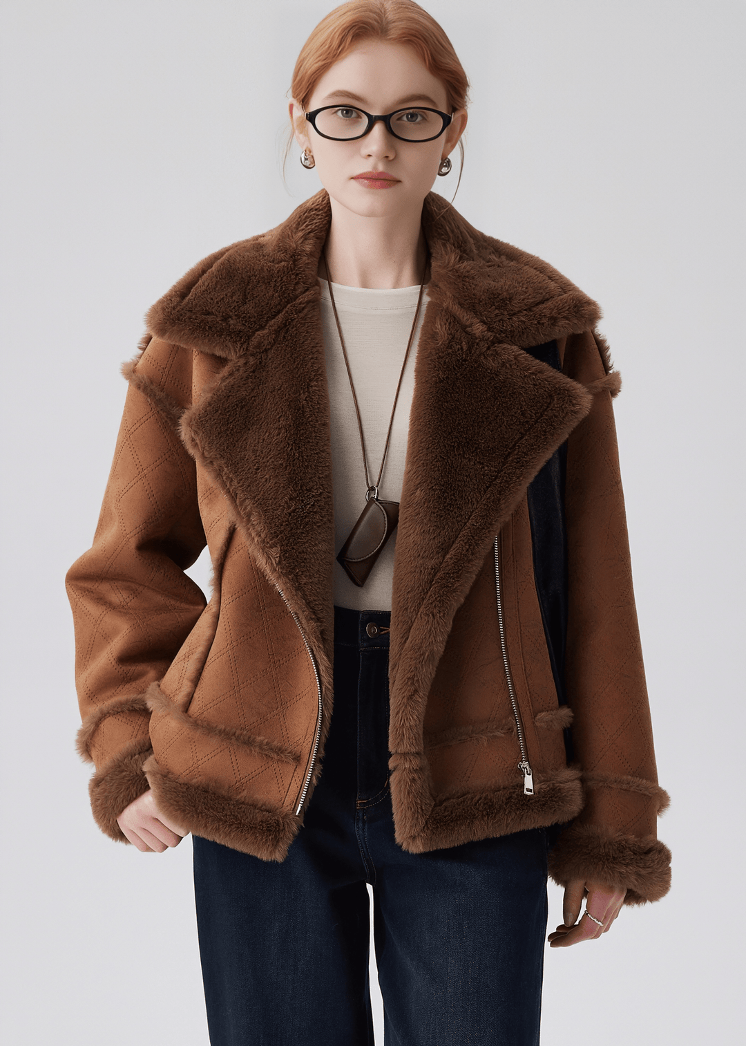 SHEARLING DIAMOND AVIATOR JACKET - ANLEM