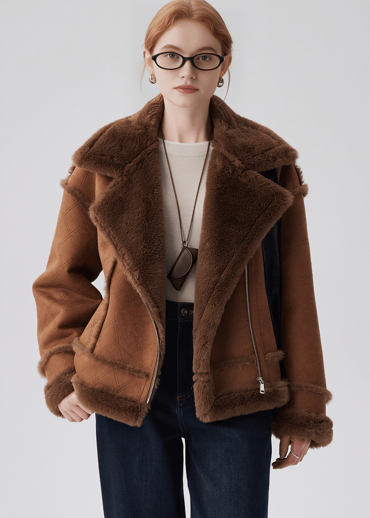 SHEARLING DIAMOND AVIATOR JACKET - ANLEM