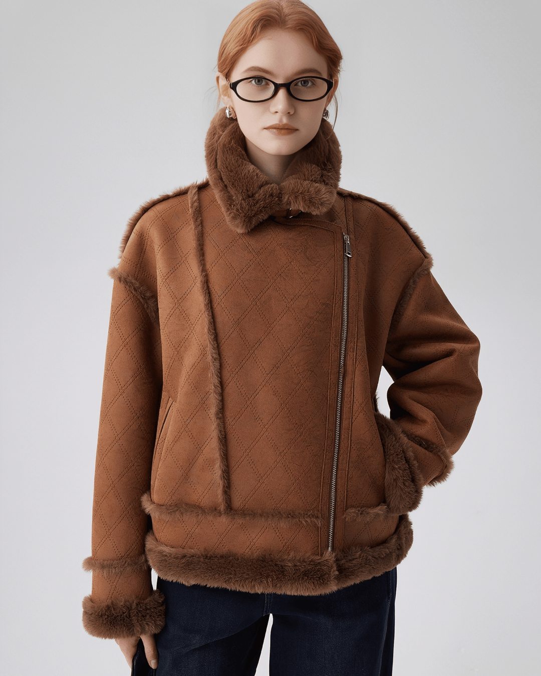 SHEARLING DIAMOND AVIATOR JACKET - ANLEM